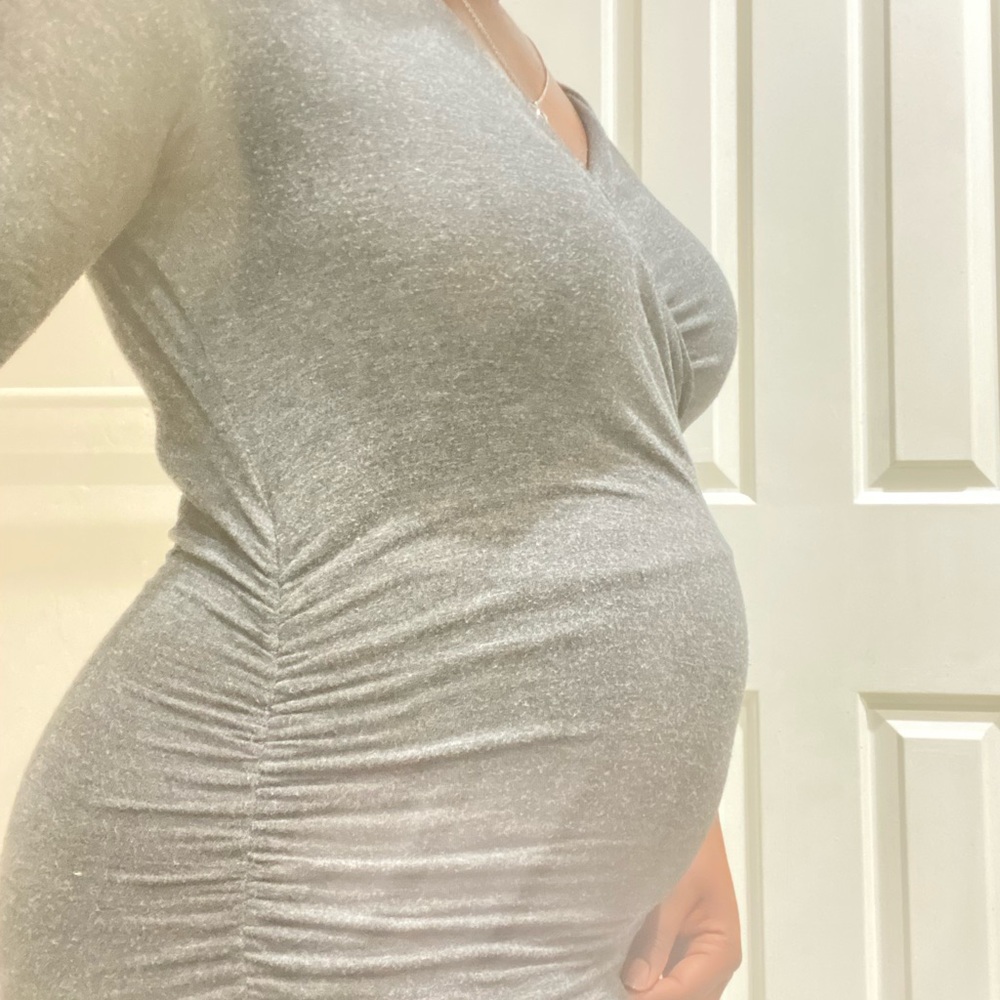 Draped in Style Knee Length V Neck Maternity and Nursing Dress